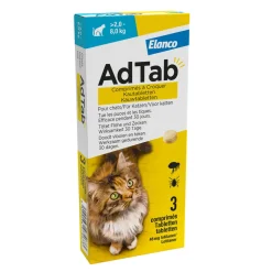 AdTab Anti Vlo en Teek Kauwtabletten Kat >2,0-8,0 kg 3 tabletten