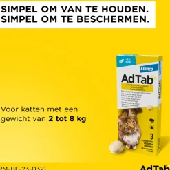 AdTab Anti Vlo en Teek Kauwtabletten Kat ><noscript><img width=