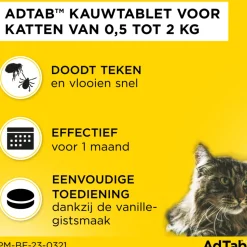 AdTab Anti Vlo en Teek Kauwtabletten Kat 0,5-2,0 kg 3 tabletten