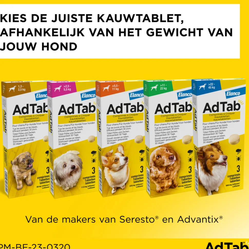 AdTab Anti Vlo en Teek Kauwtabletten Hond >2,5-5,5 kg 3 tabletten