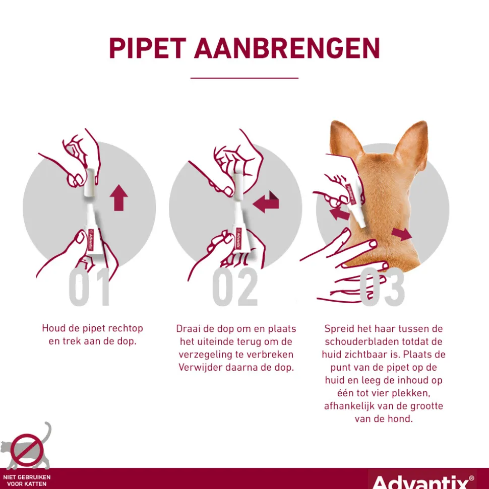 Advantix Spot On 40 Anti Vlooien en Teken Druppels Hond tot 4 kg 4 pipetten