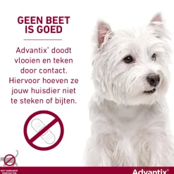 Advantix Spot On 40 Anti Vlooien en Teken Druppels Hond tot 4 kg 4 pipetten