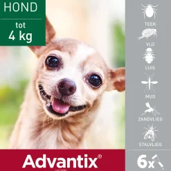 Advantix Spot On 40 Anti Vlooien en Teken Druppels Hond tot 4 kg 6 pipetten