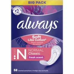 Always Inlegkruisjes Dailies Normal Classic Soft Like Cotton Fresh 58 stuks