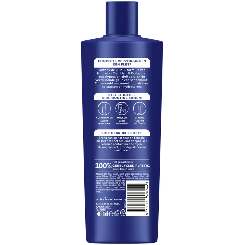 Andrélon Shampoo Hair & Body for Men 400 ml