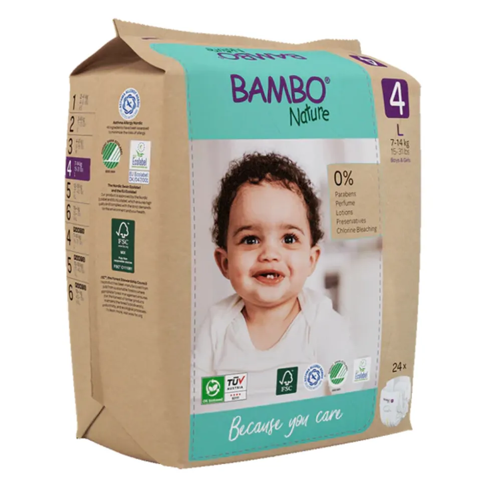 Bambo Nature Luiers Maat 4 (7-14 kg) 24 stuks