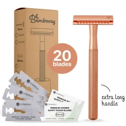 Bamboozy Safety Razor + 20 Mesjes Rosé Goud 1 set
