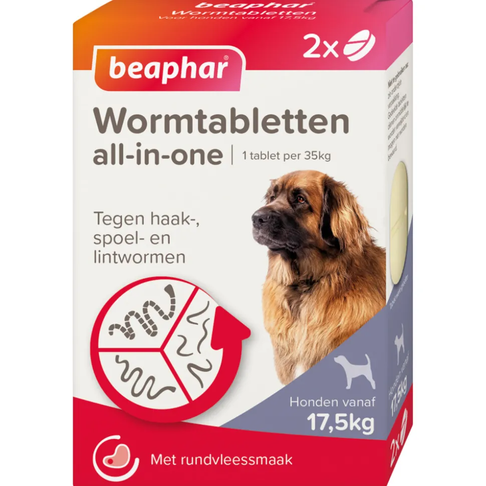 Beaphar All-in-one Ontworming Tabletten Hond 17,5 - 70 kg 2 tabletten