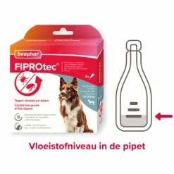 Beaphar Fiprotec Anti Teken- en Vlooiendruppels Hond 10 - 20 kg 4 stuks