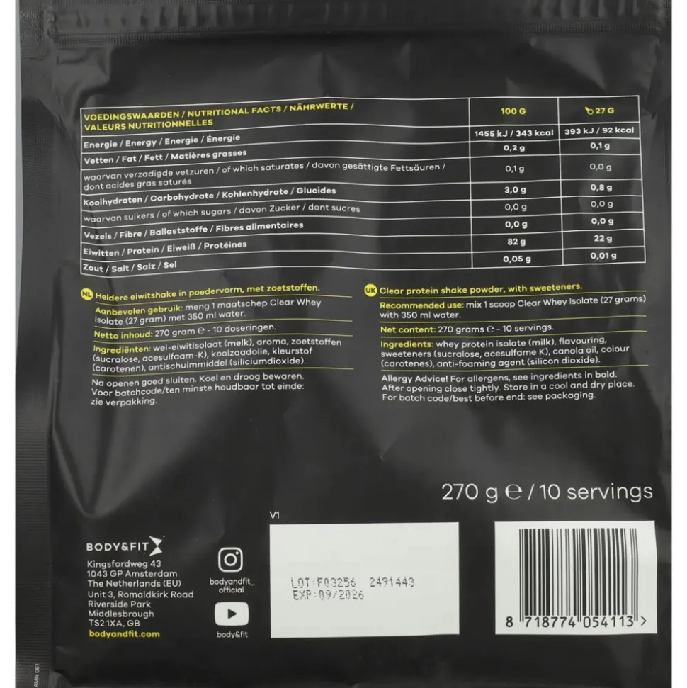 Body & Fit Clear Whey Isolate Mango 270 gr