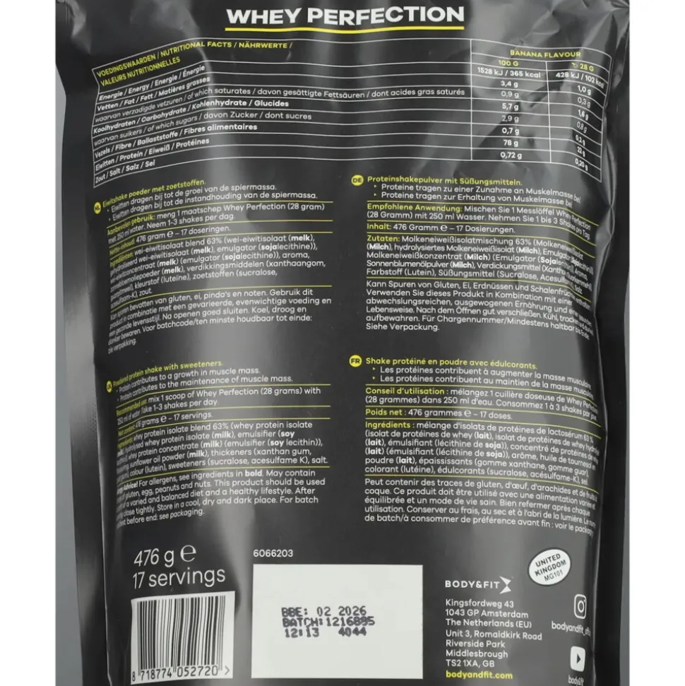 Body & Fit Whey Perfection Banana Milkshake 476 gr