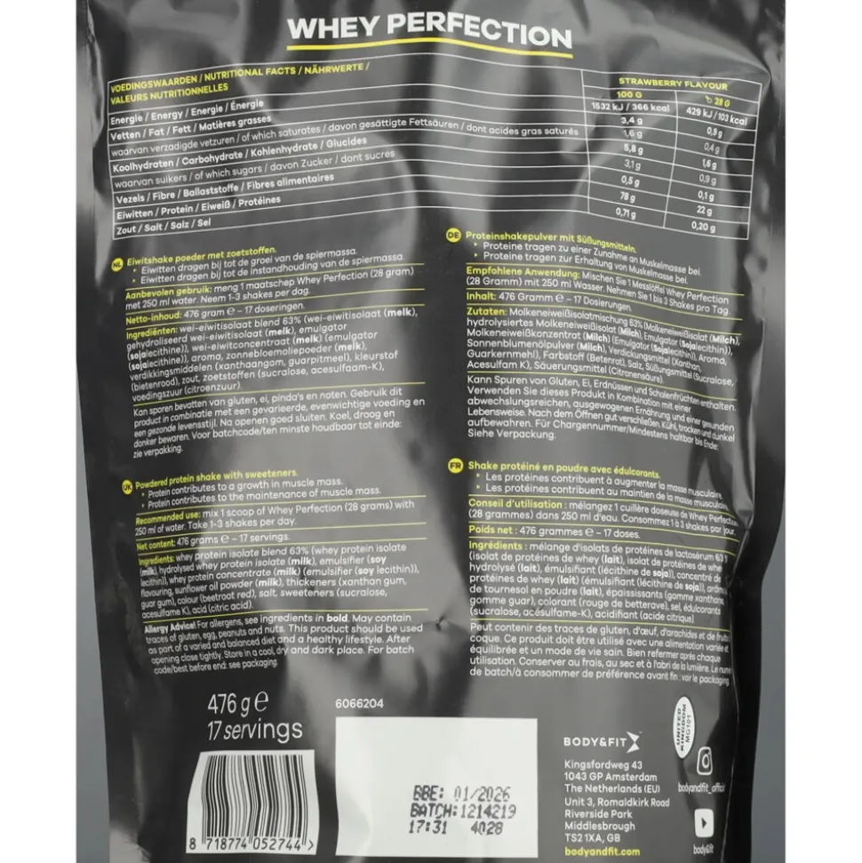Body & Fit Whey Perfection Strawberry Milkshake 476 gr
