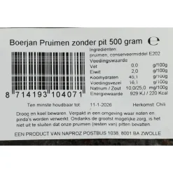 Boerjan Pruimen Zonder Pit 500 gr