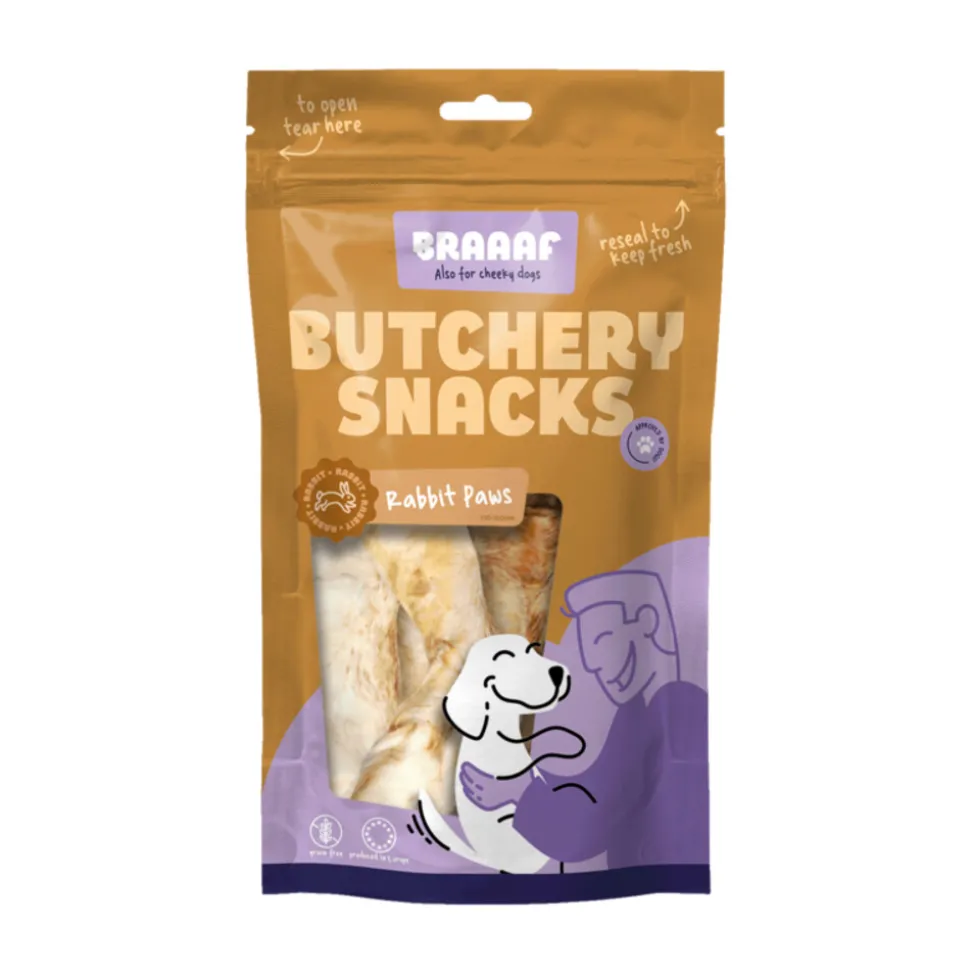 Braaaf Butchery Rabbit Paws Hondensnack 100 gr
