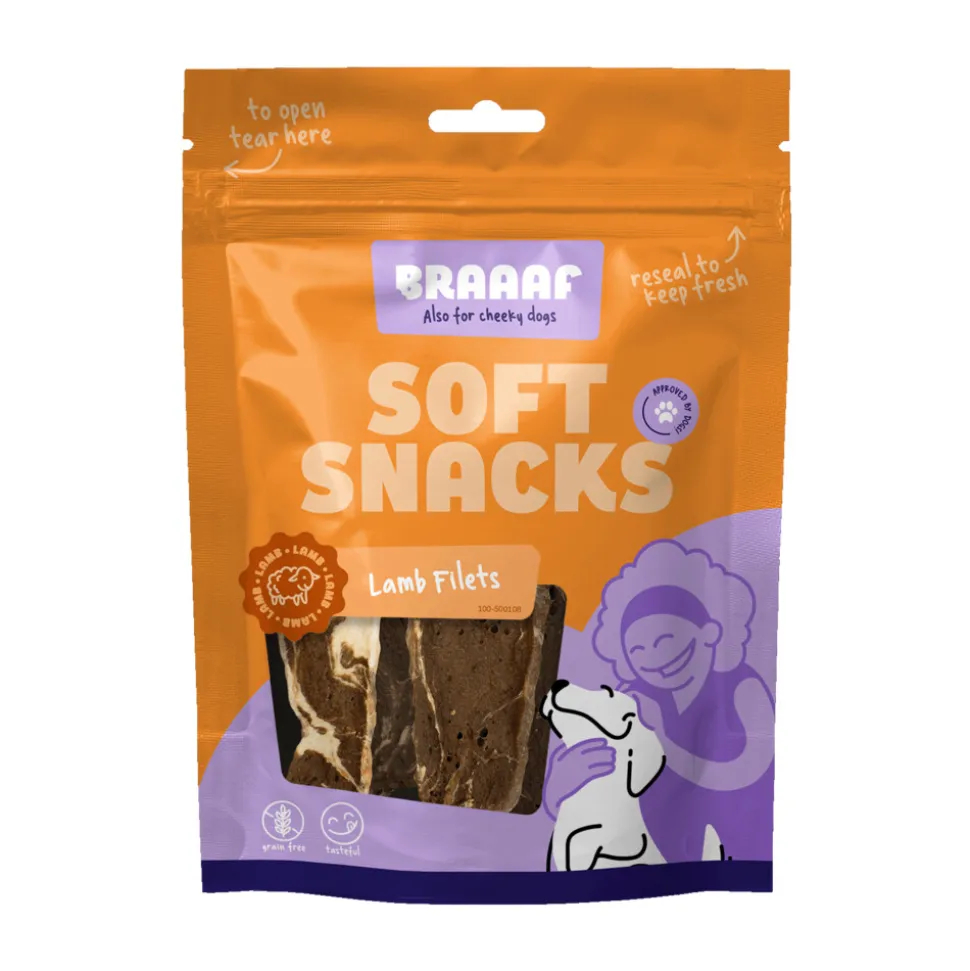 Braaaf Filet Hondensnack Lam Steak - Vis 85 gr