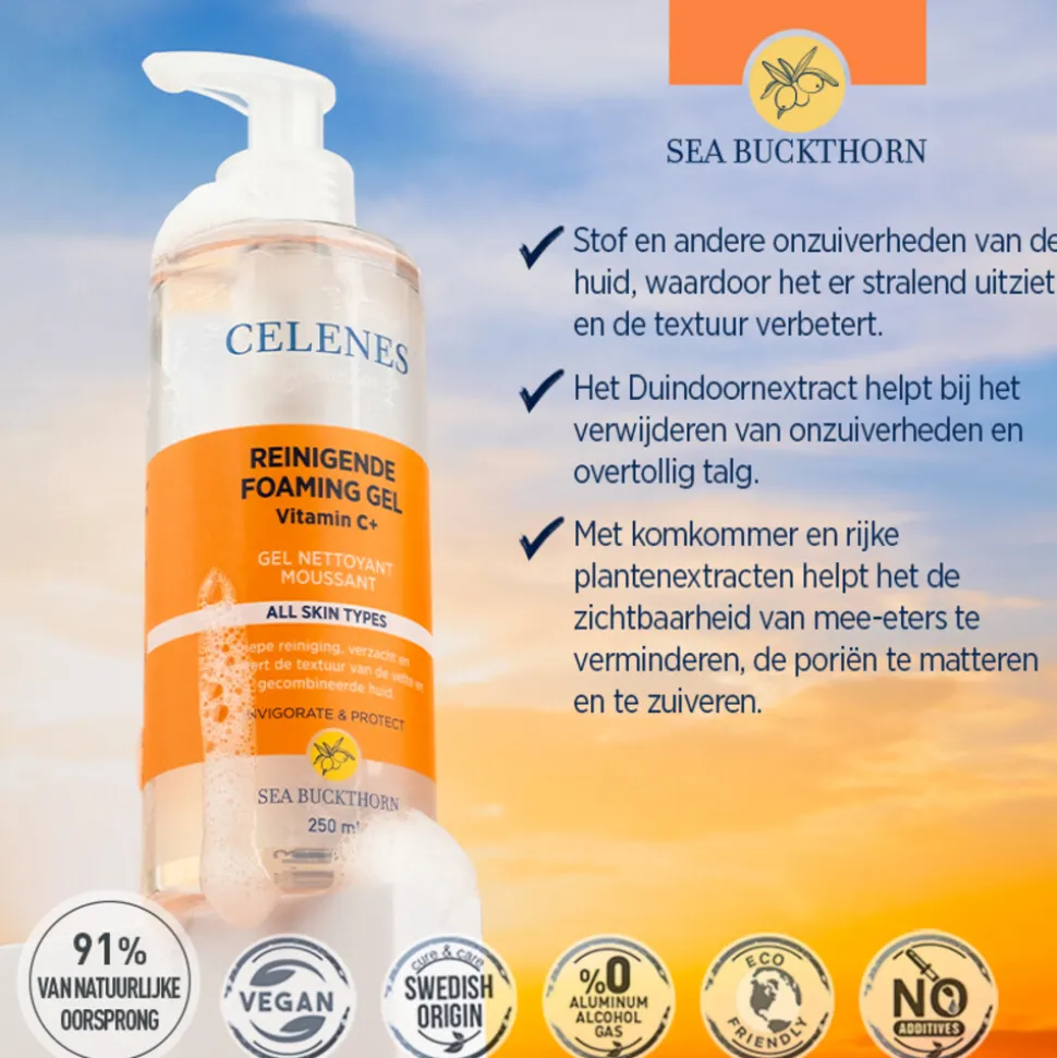 Celenes Duindoorn Reinigende Foam Gel Vettige / Combinatie Huid 250 ml