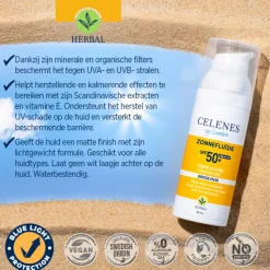 Celenes Herbal Dry Touch Zonnefluïde SPF 50+ Alle Huidtypes 50 ml
