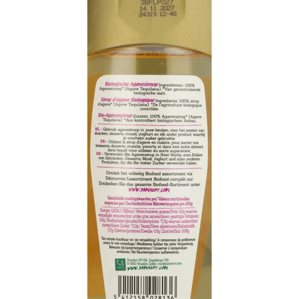 Damhert Biofood Agavesiroop Amber Biologisch 250 ml