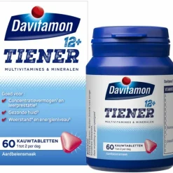 Davitamon Tiener 12+ Aardbei 60 kauwtabletten