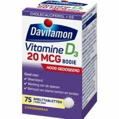 Davitamon Vitamine D3 20MCG Hoog Gedoseerd 75 smelttabletten