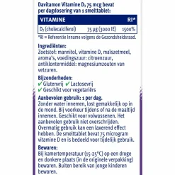 Davitamon Vitamine D3 75mcg 75 smelttabletten
