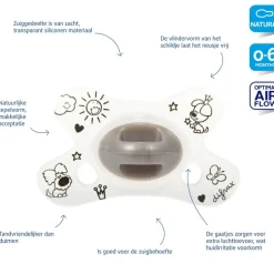 Difrax Fopspeen Natural 0-6 mnd Woezel & Pip 1 stuk