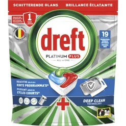 Dreft Vaatwastabletten Platinum Plus All In One Deep Clean 19 stuks