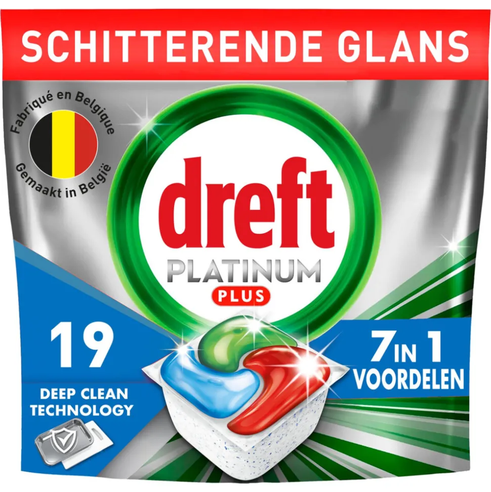 Dreft Vaatwastabletten Platinum Plus All In One Deep Clean 19 stuks