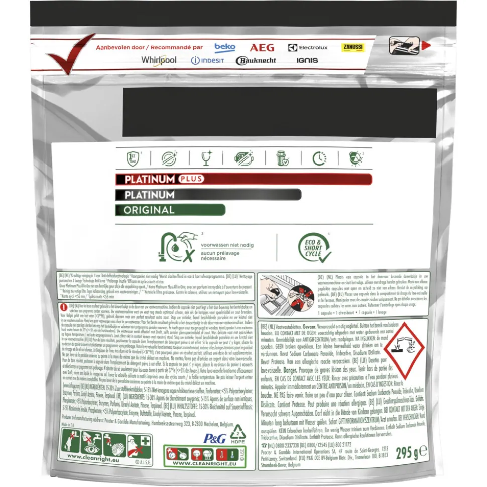 Dreft Vaatwastabletten Platinum Plus All In One Deep Clean 19 stuks