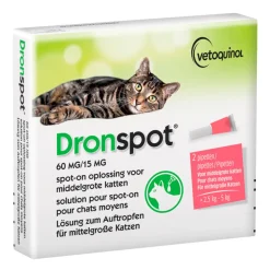 Dronspot Spot On Ontwormingsdruppels Kat 2,5 - 5 kg 2 pipetten