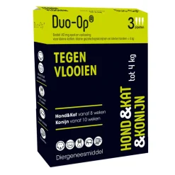 Duo-op Anti Vlooiendruppels Hond, Kat en Konijn tot 4 kg 3 pipetten