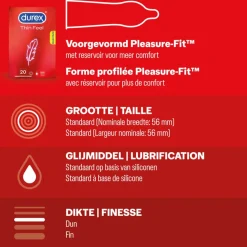 Durex - Classic Natural Condooms 20 stuks, Thin Feel Condooms 20 stuks & Nude No Latex 20 stuks - Pakket