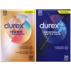Durex - Extra Safe Condooms 20 stuks & Nude No Latex 20 stuks Pakket