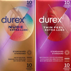 Durex - Nude Extra Lube Condooms 10 stuks & Thin Feel extra Lube 10 stuks - Pakket