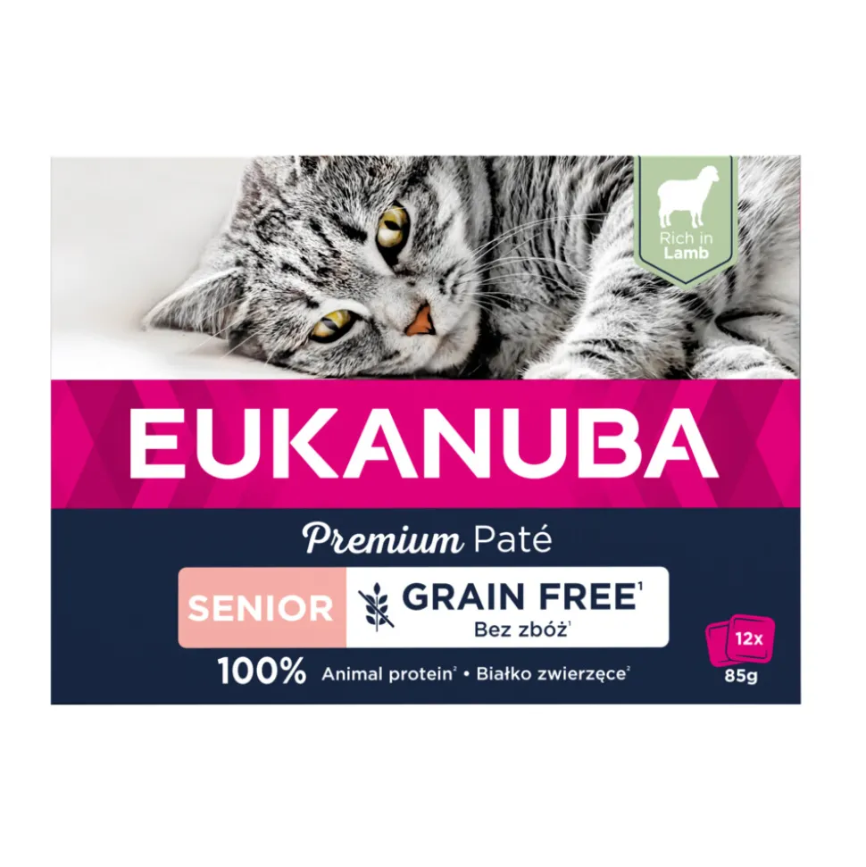 Eukanuba Premium Paté Graanvrij Senior Kattenvoer Nat Zalm Multi-Pack 12 x 85 gr