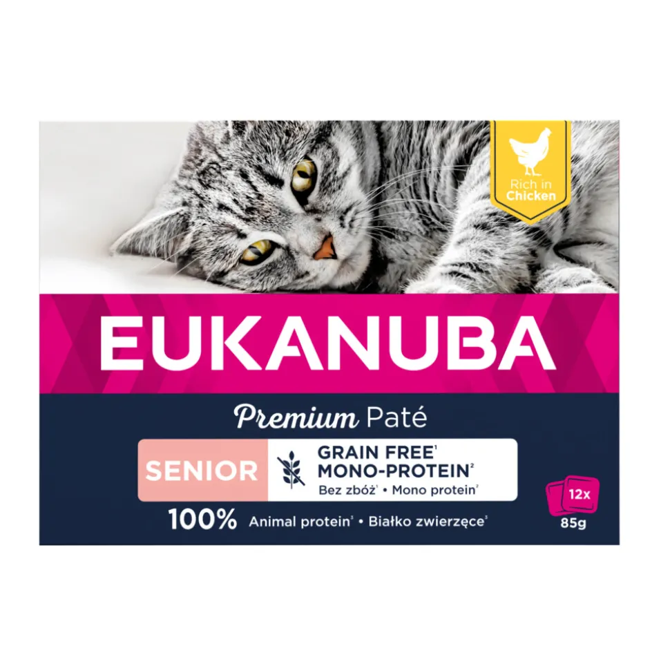 Eukanuba Premium Paté Graanvrij Senior Kattenvoer Nat Kip Multi-Pack 12 x 85 gr