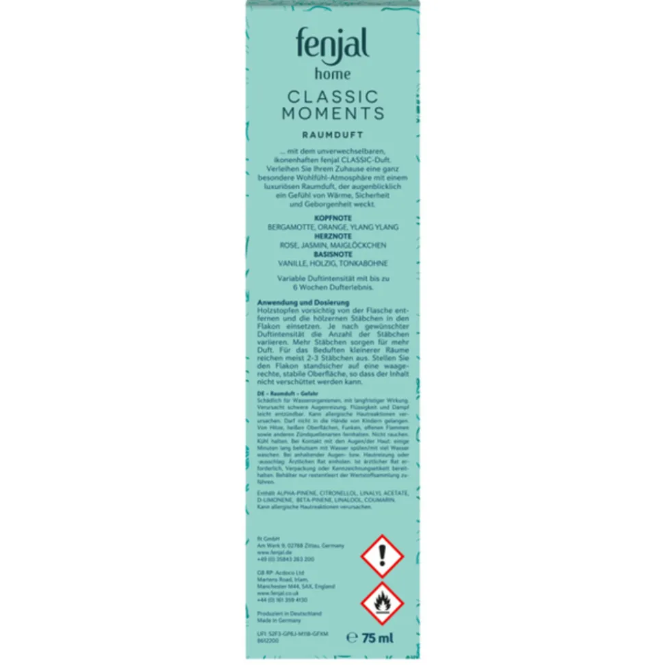 Fenjal Geurstokjes Classic Moments 75 ml