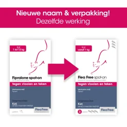 Flea Free Spot On Anti Vlooiendruppels Kat vanaf 1 kg 3 pipetten