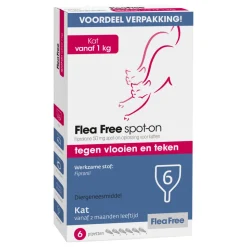 Flea Free Spot On Anti Vlooiendruppels Kat vanaf 1 kg 6 pipetten