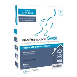 Flea Free Spot-On Combo Anti Vlooien en Teken Druppels Hond 10-20 kg 2 pipetten