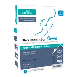Flea Free Spot-on Combo Anti Vlooien en Teken Druppels Hond 2-10 kg 4 pipetten