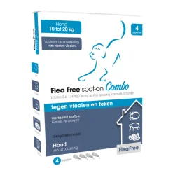 Flea Free Spot-on Combo Anti Vlooien en Teken Druppels Hond 10-20 kg 4 pipetten