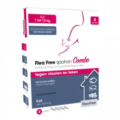 Flea Free Spot-on Combo Anti Vlooien en Teken Druppels Kat 4 pipetten