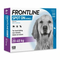 Frontline Spot On Anti Vlooien en Teken Druppels Hond 20 - 40 kg 6 pipetten
