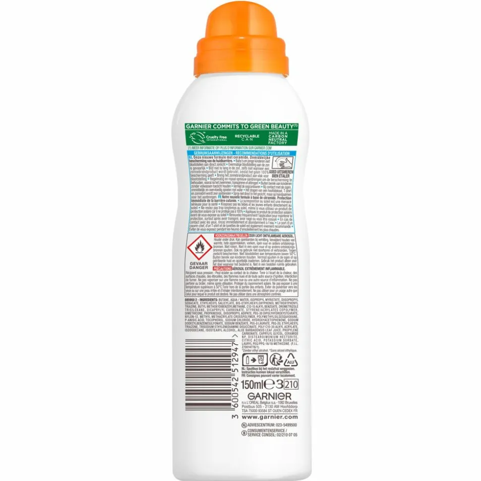 Garnier Ambre Solaire Sensitive Expert+ Kids Zonnebrandspray Mist SPF 50+ 150 ml