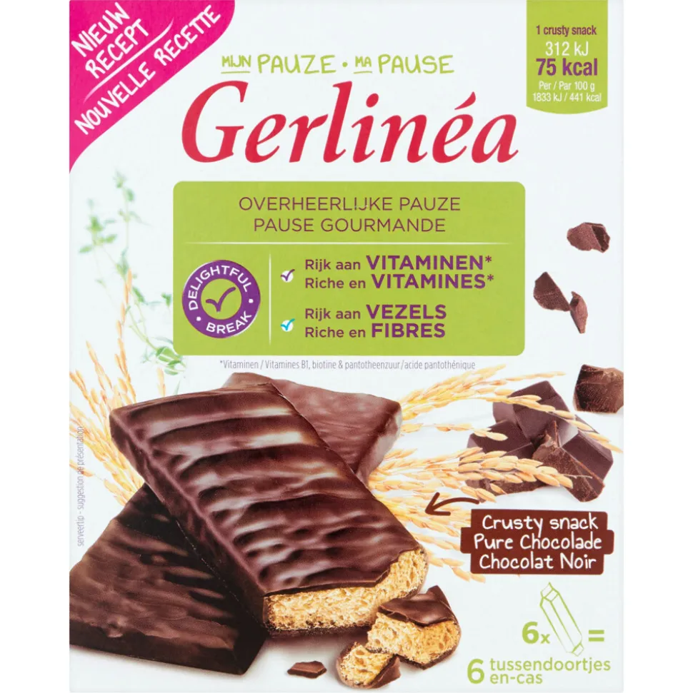 Gerlinea Crusty Snack Pure Chocolade 6 x 102 gr