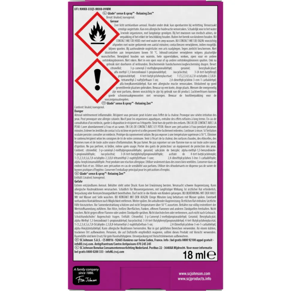 Glade Sense & Spray Houder Relaxing Zen 18 ml