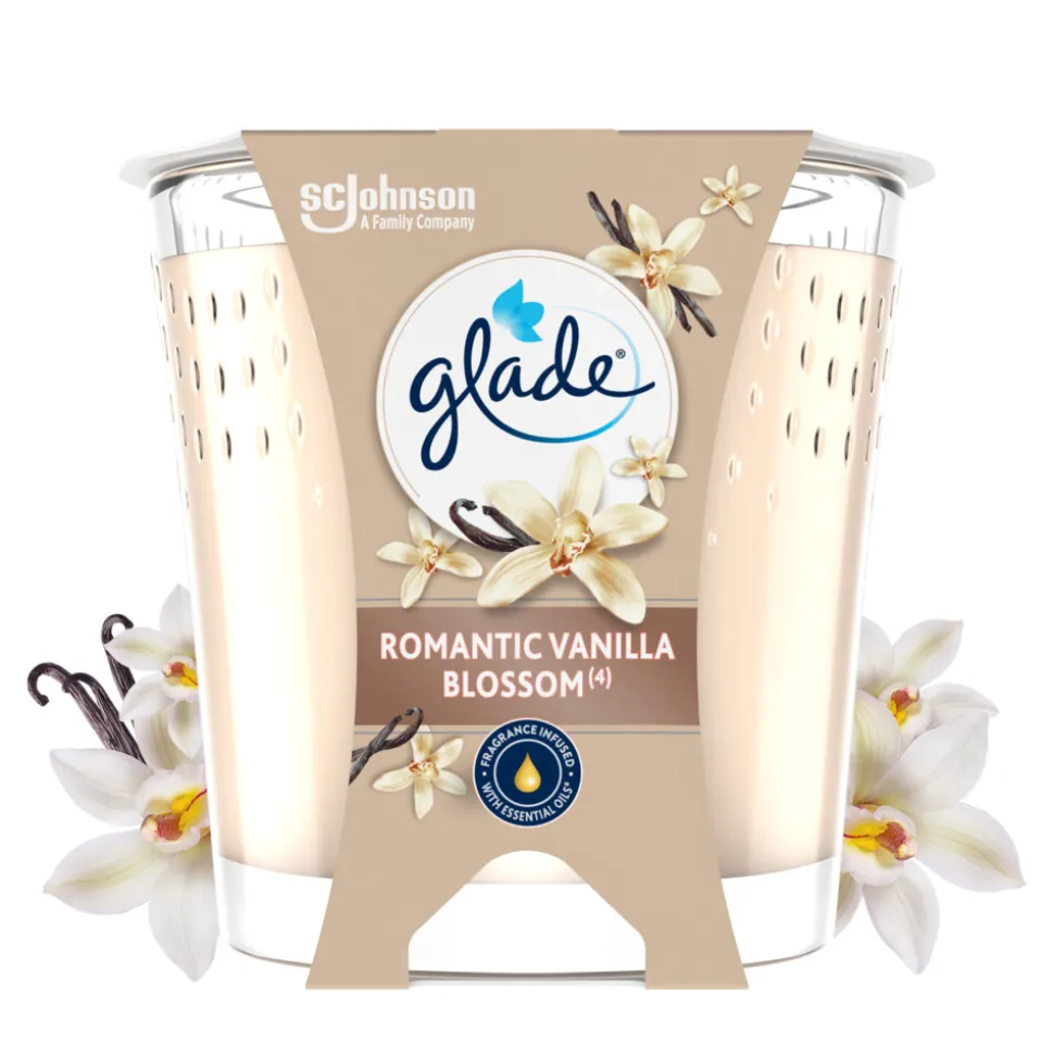 Glade Vegan Geurkaars Romantic Vanilla Blossom 100% Raapzaadwax 112 gr