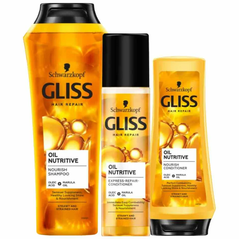 Gliss Oil Nutrive - Shampoo, Conditioner & Anti-klit Spray - Pakket