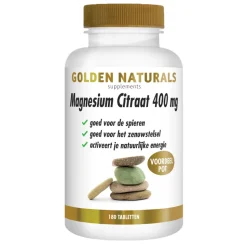 Golden Naturals Magnesium Citraat 400mg Vegan 180 tabletten
